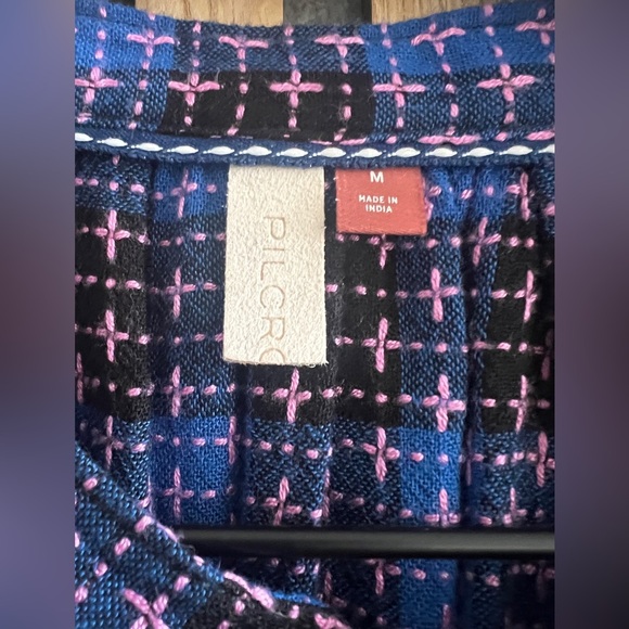 Anthropologie- Pilcro-  Blue and Black Plaid Button Down Shirt - Picture 5 of 6